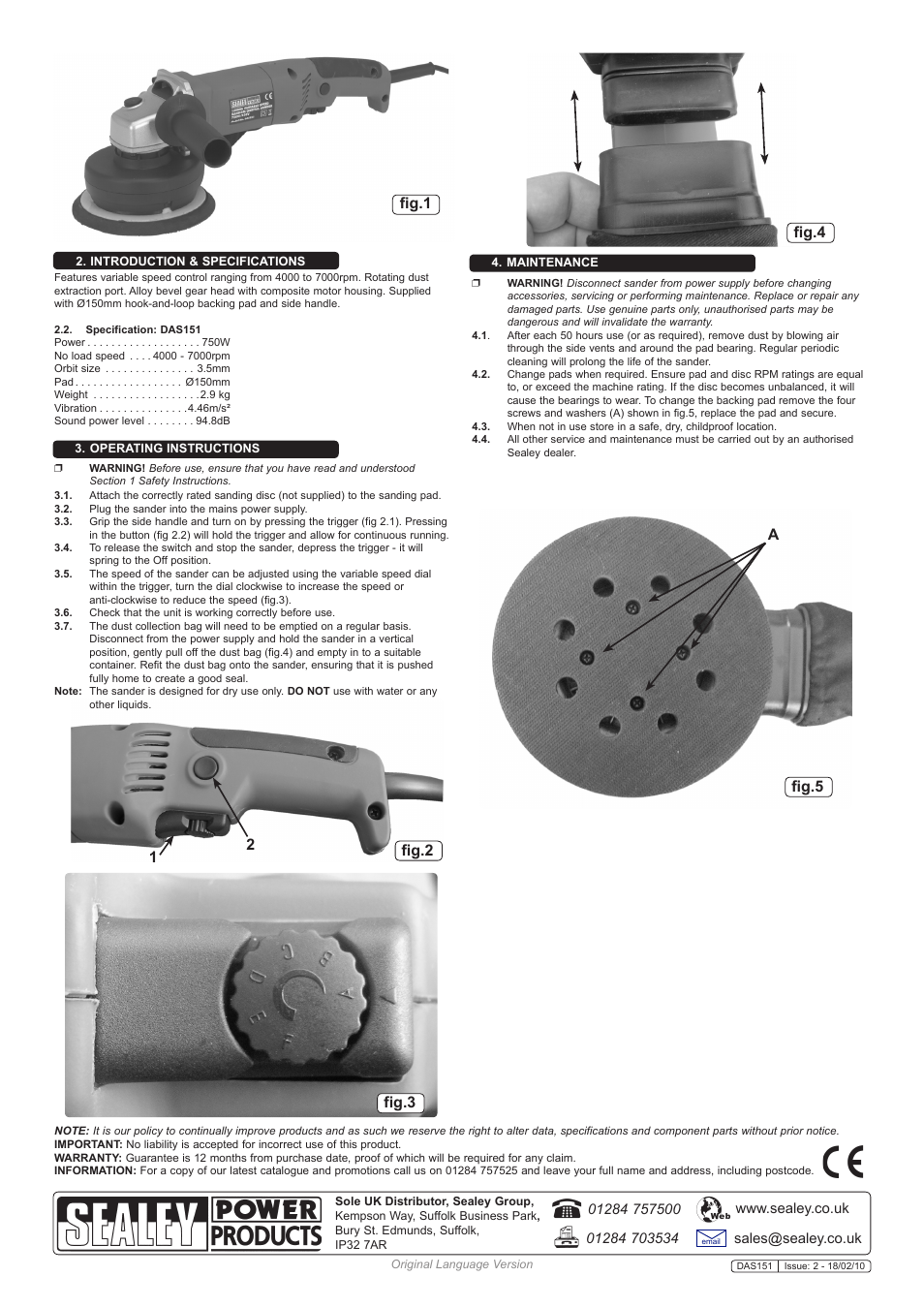 Sealey DAS151 User Manual | Page 2 / 2