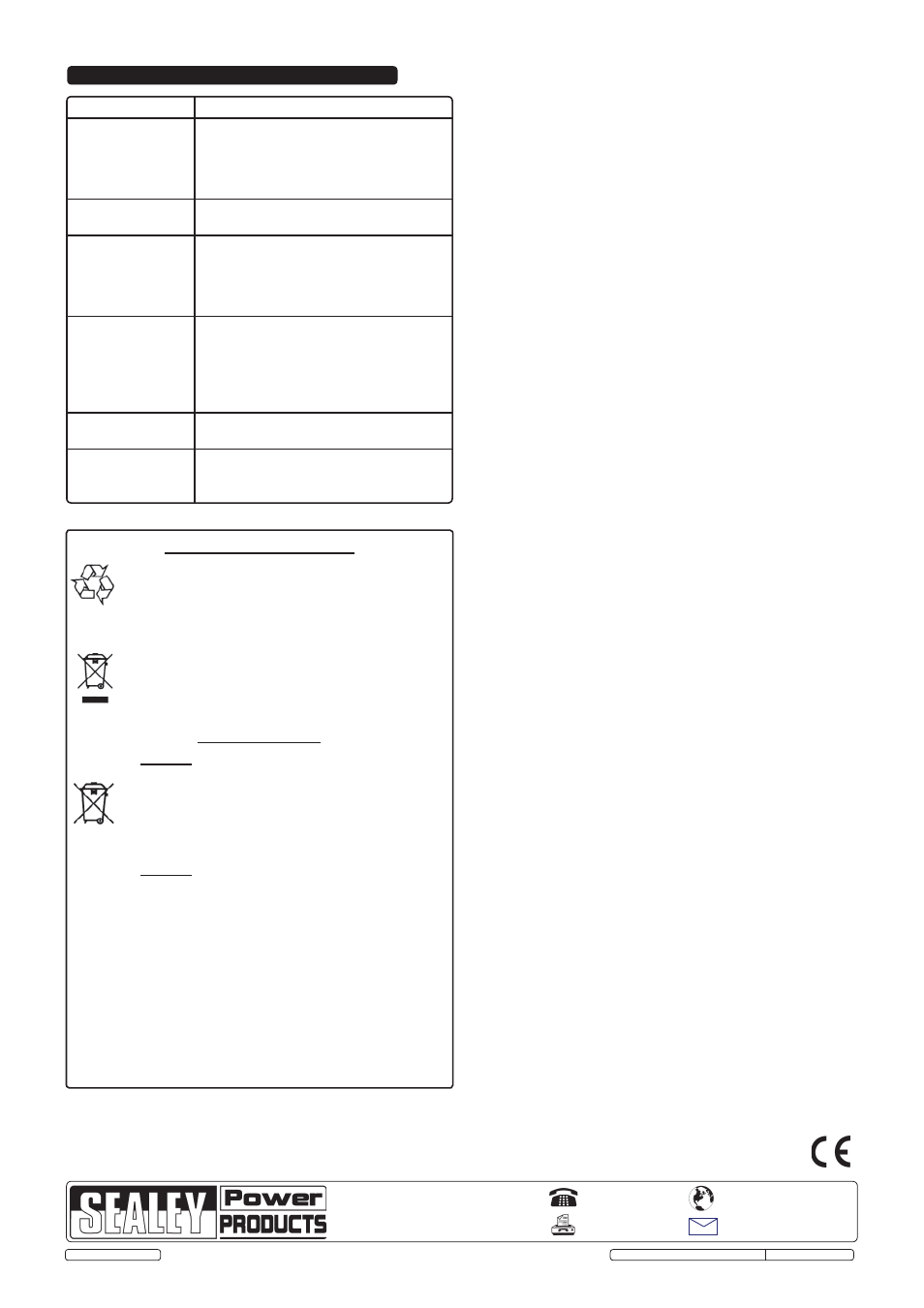 Questions & answers, Environmental protection, Battery removal | Sealey RS1 User Manual | Page 5 / 5