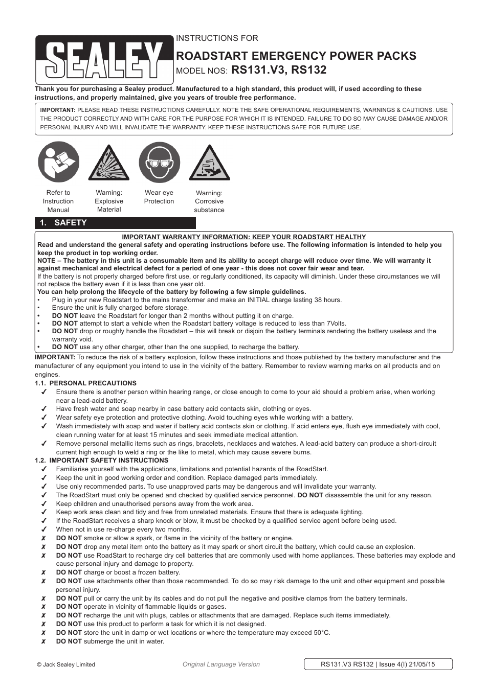 Sealey RS131 User Manual | 7 pages