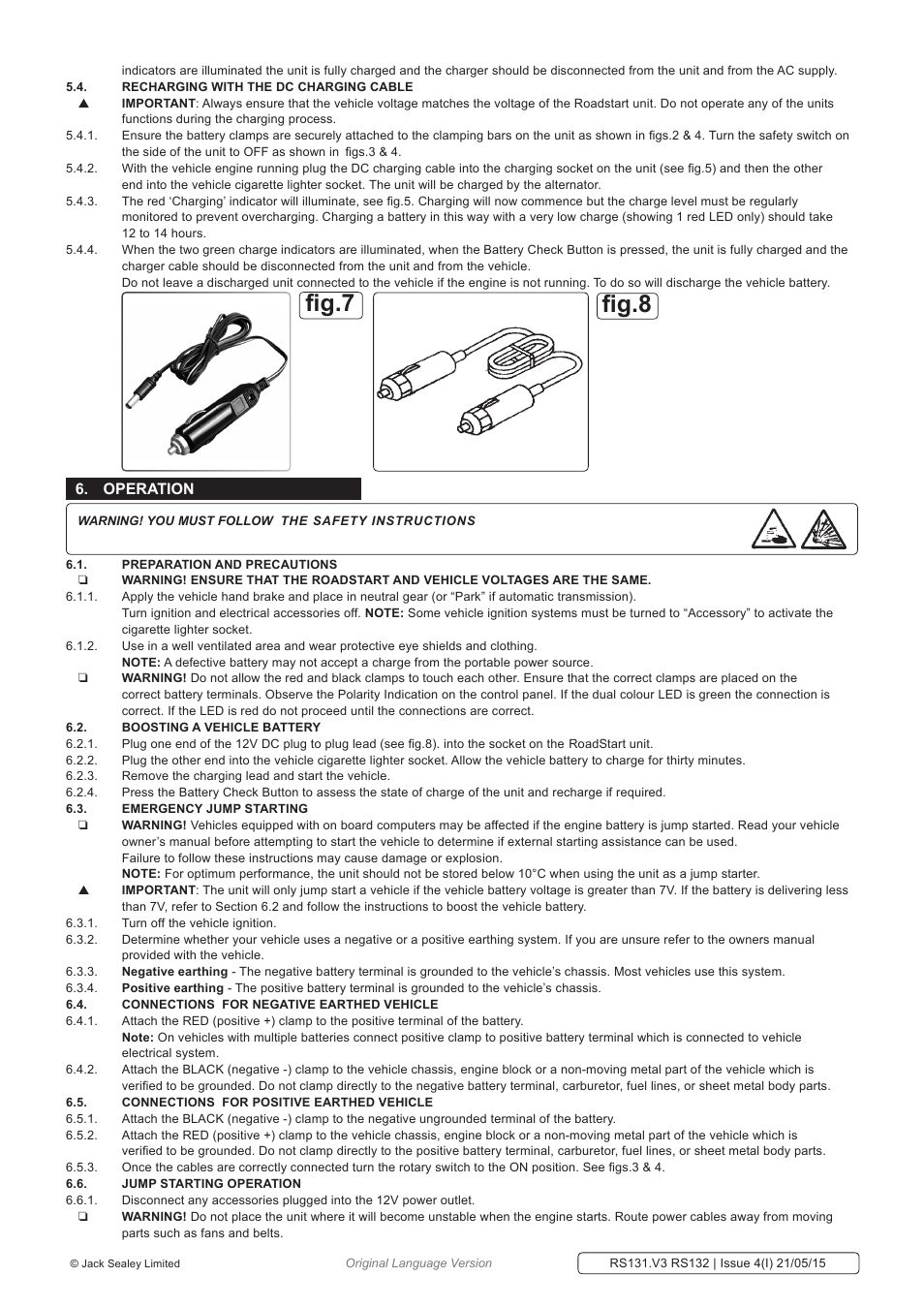 Fig.8 fig.7, Operation | Sealey RS131 User Manual | Page 4 / 7