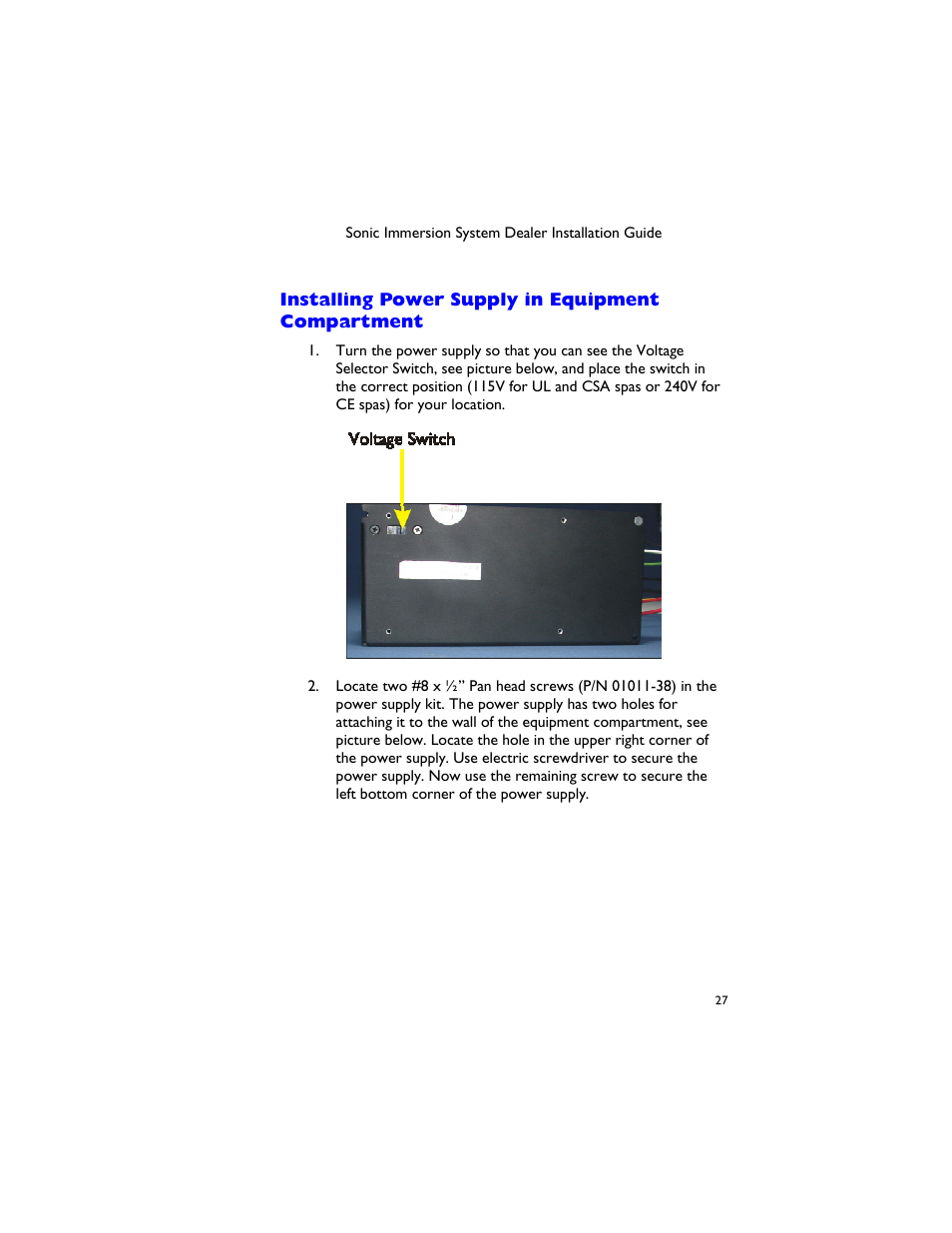 Installing power supply in equipment compartment | Dimension One Spas 01510-1030 User Manual | Page 31 / 50