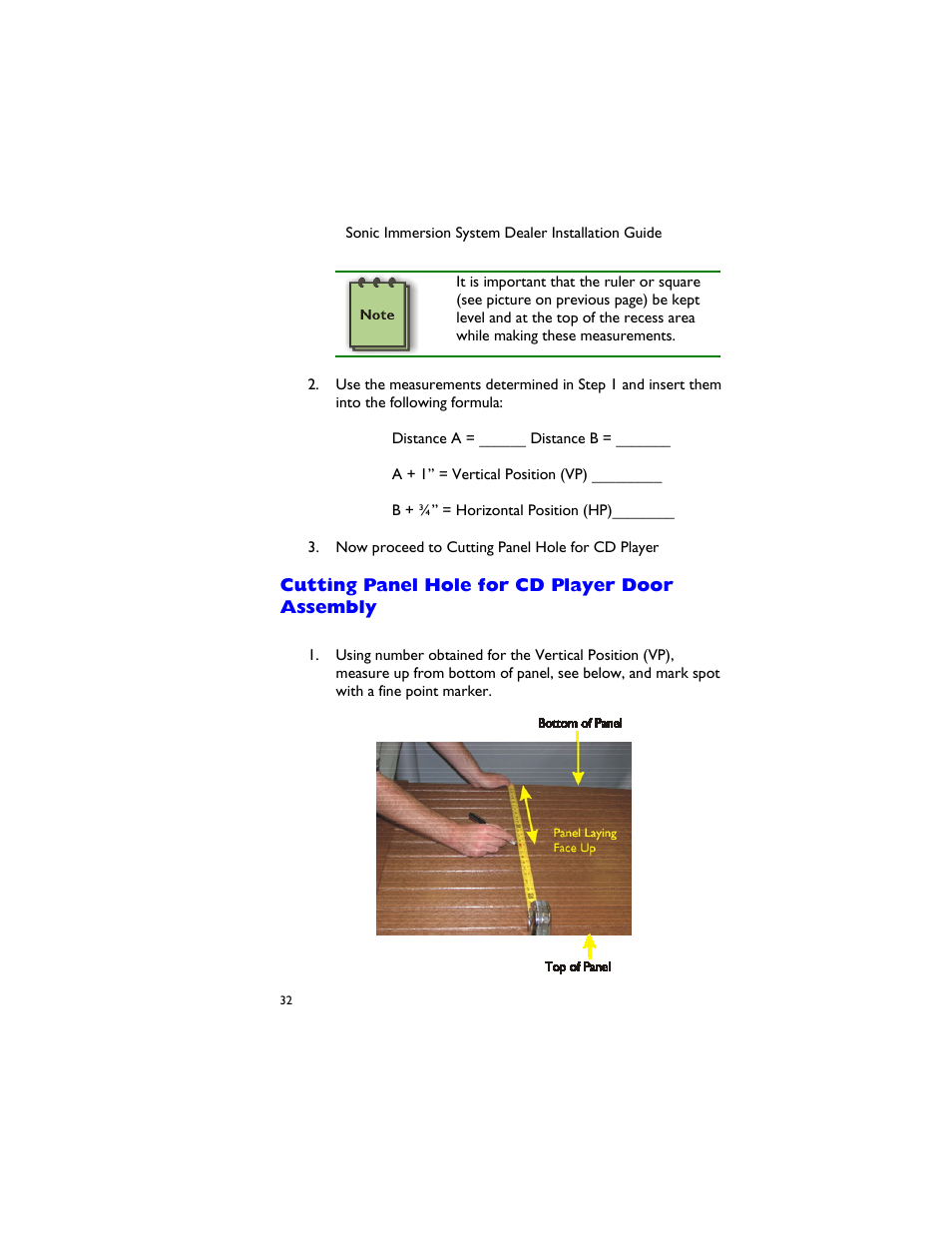 Cutting panel hole for cd player door assembly | Dimension One Spas 01510-1030 User Manual | Page 36 / 50