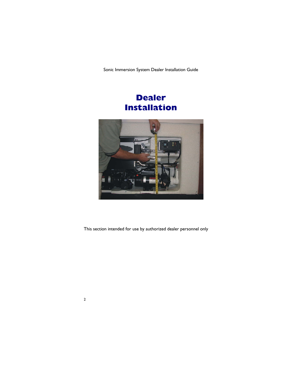 Dealer installation | Dimension One Spas 01510-1030 User Manual | Page 6 / 50