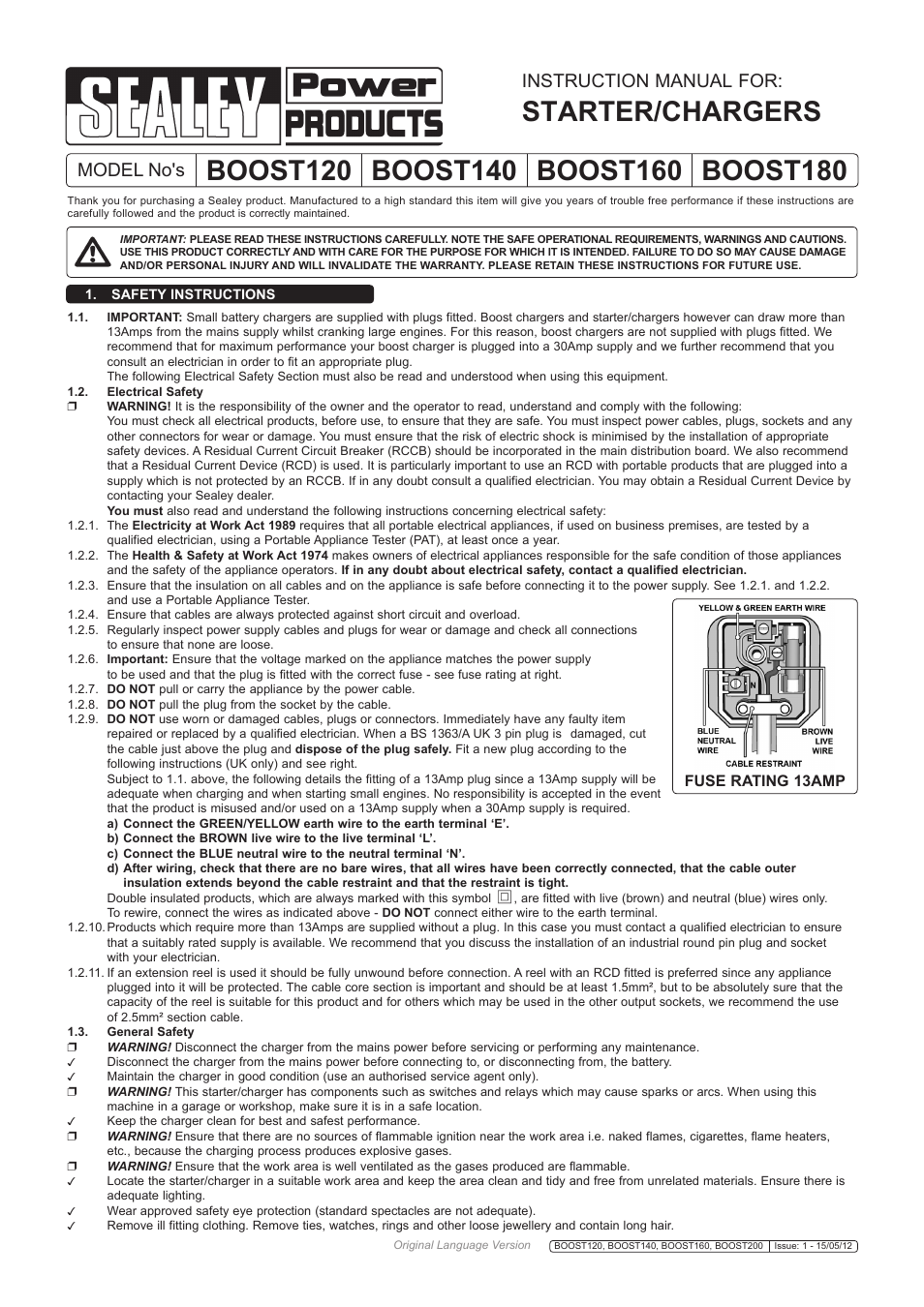 Sealey BOOST120 User Manual | 4 pages