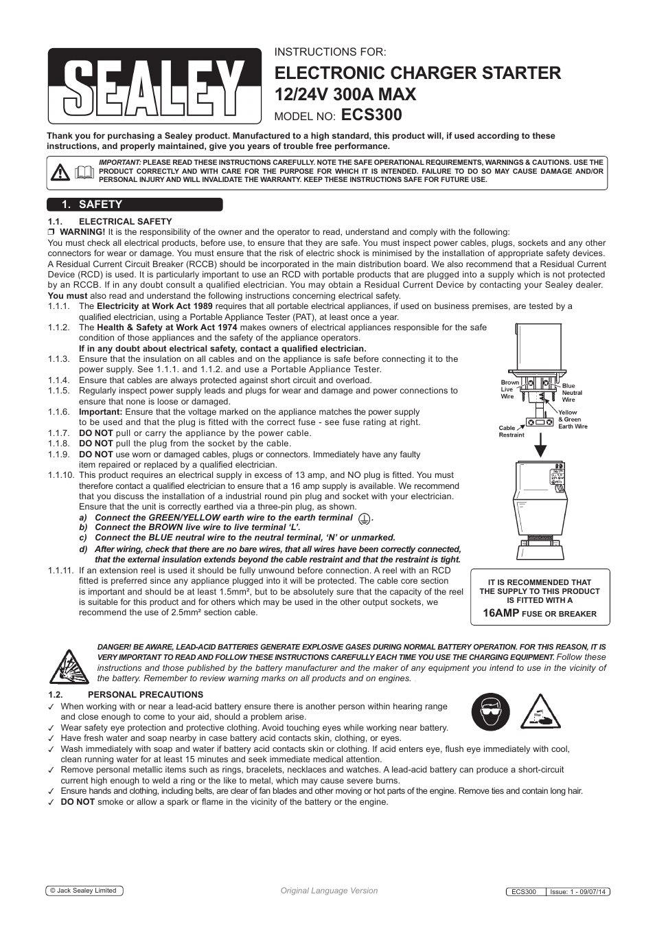 Sealey ECS300 User Manual | 7 pages