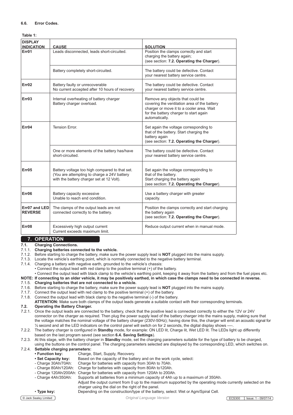 Operation | Sealey ECS300 User Manual | Page 6 / 7