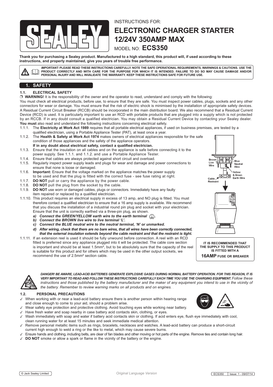 Sealey ECS350 User Manual | 7 pages