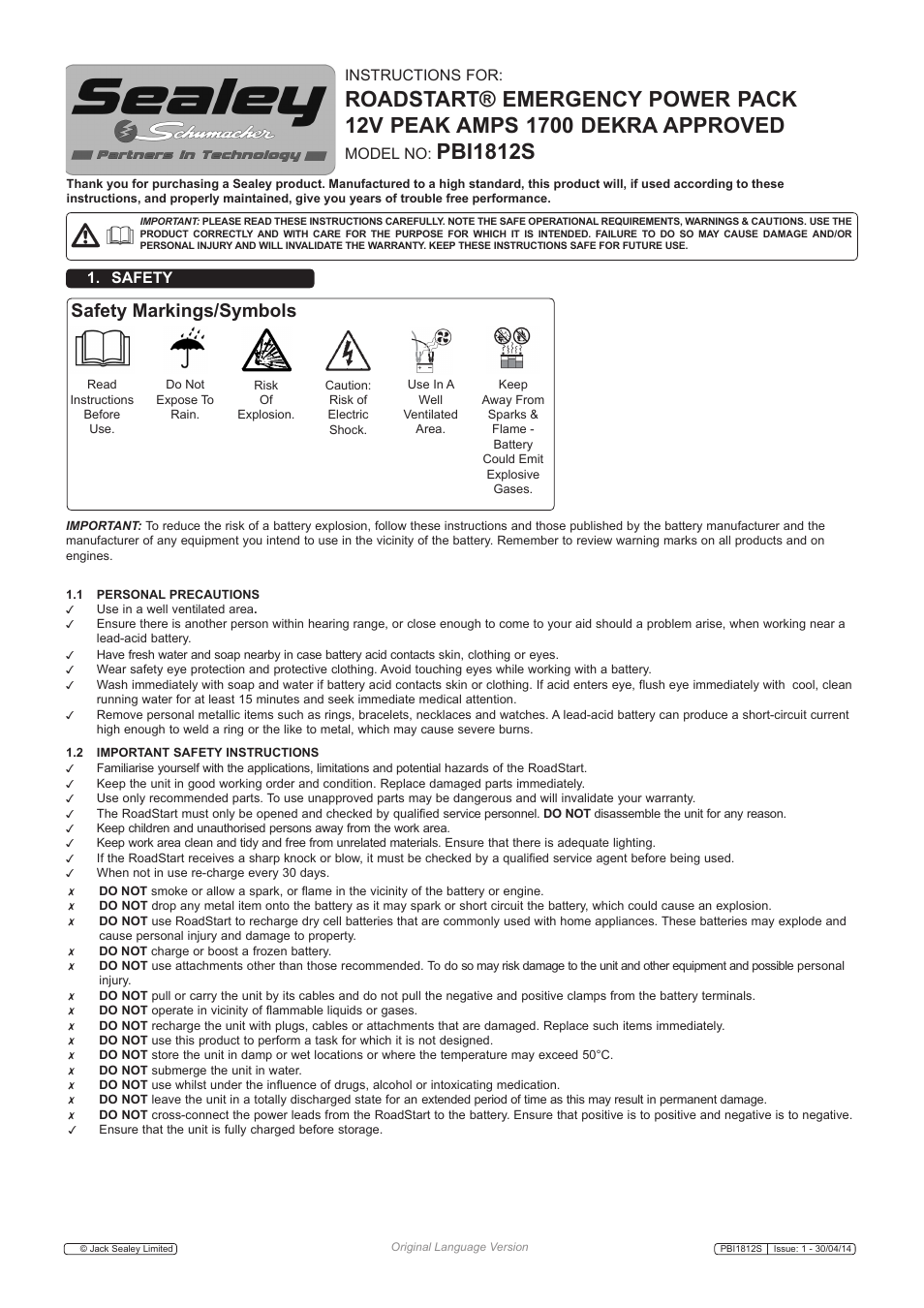 Sealey PBI1812S User Manual | 5 pages