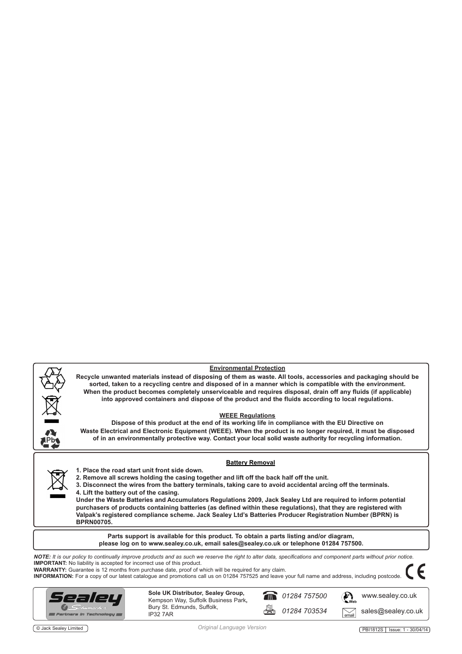 Sealey PBI1812S User Manual | Page 5 / 5