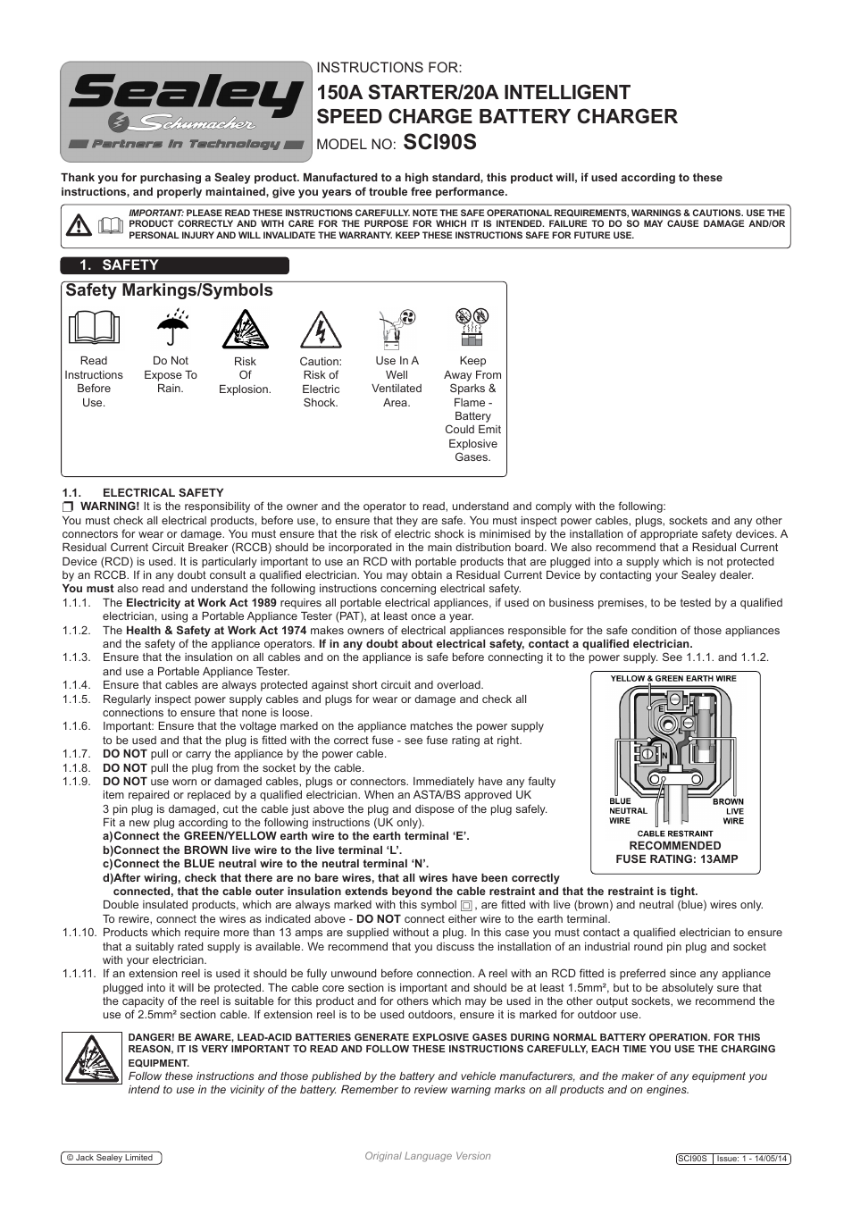 Sealey SCI90S User Manual | 6 pages