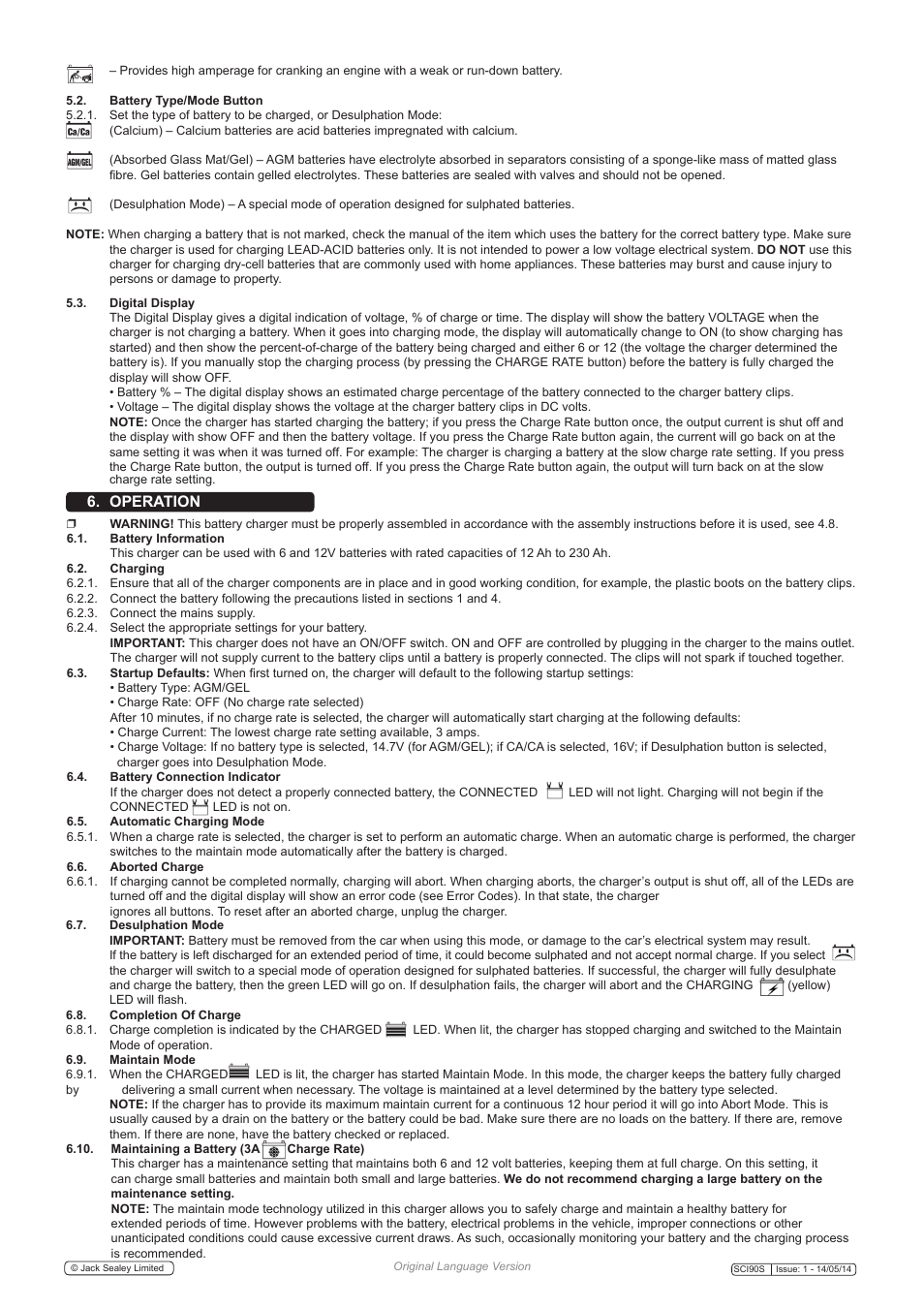 Operation | Sealey SCI90S User Manual | Page 4 / 6