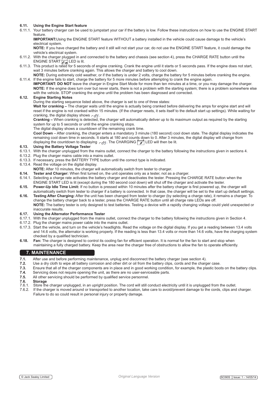 Maintenance | Sealey SCI90S User Manual | Page 5 / 6