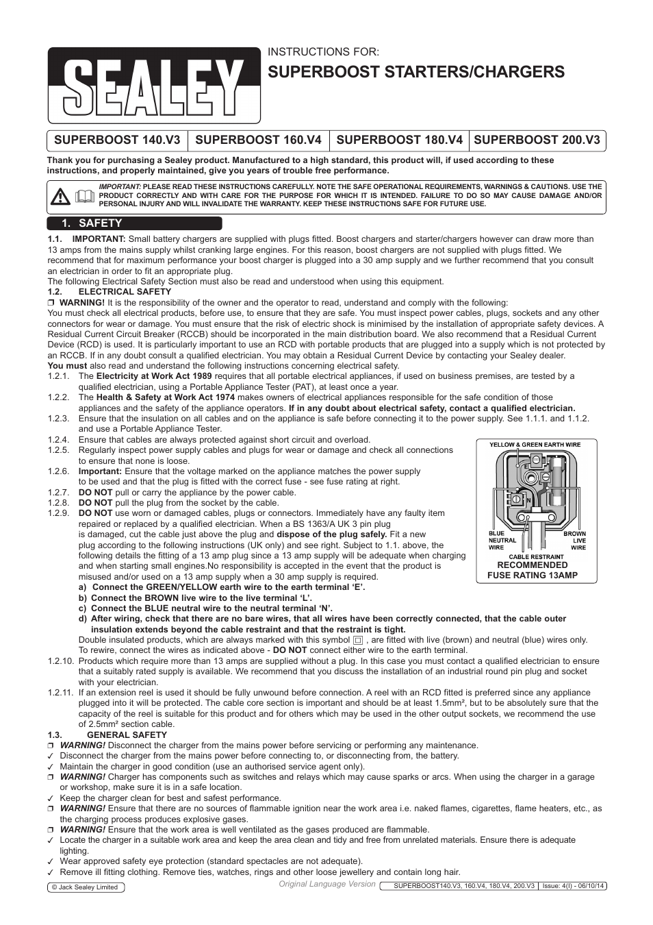 Sealey SUPERBOOST140 User Manual | 3 pages