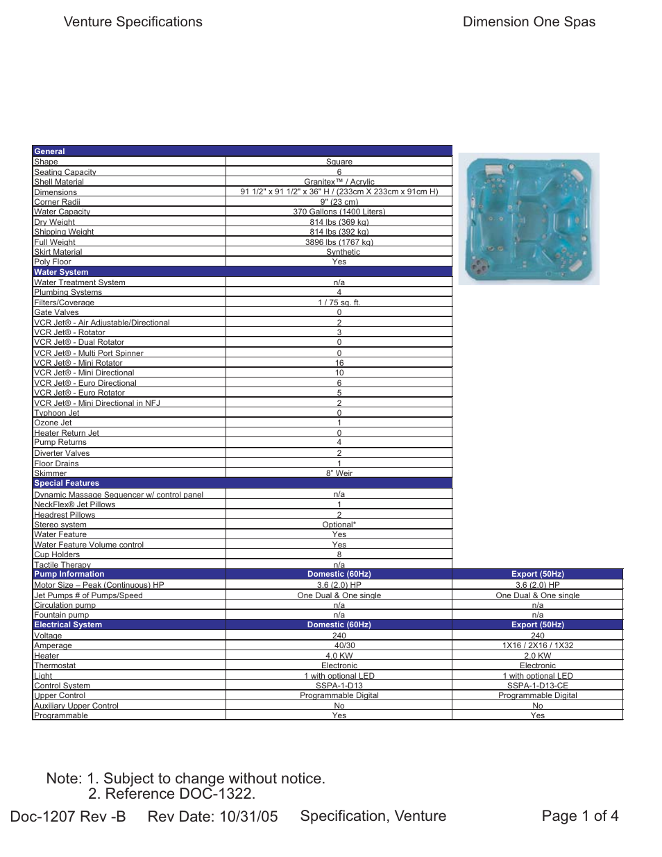 Dimension One Spas Venture User Manual | 4 pages