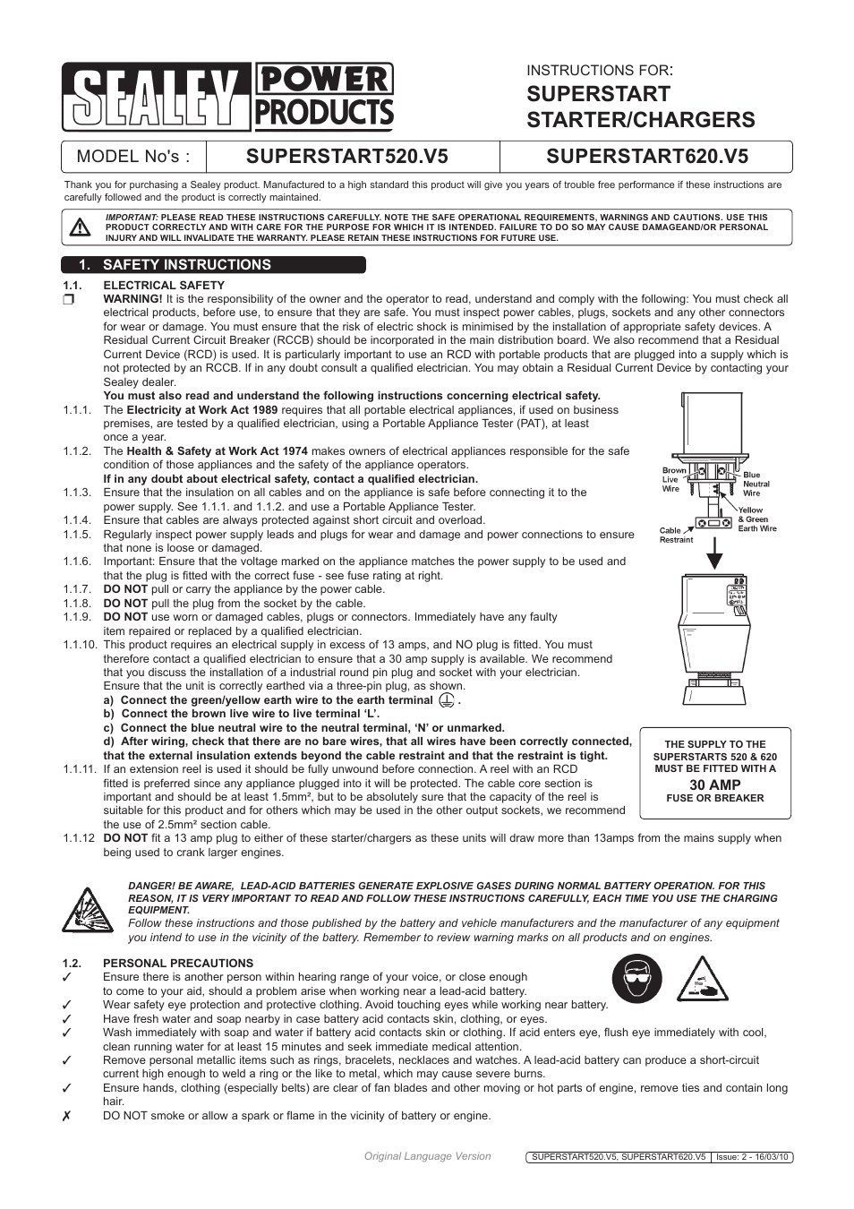 Sealey SUPERSTART520 User Manual | 6 pages