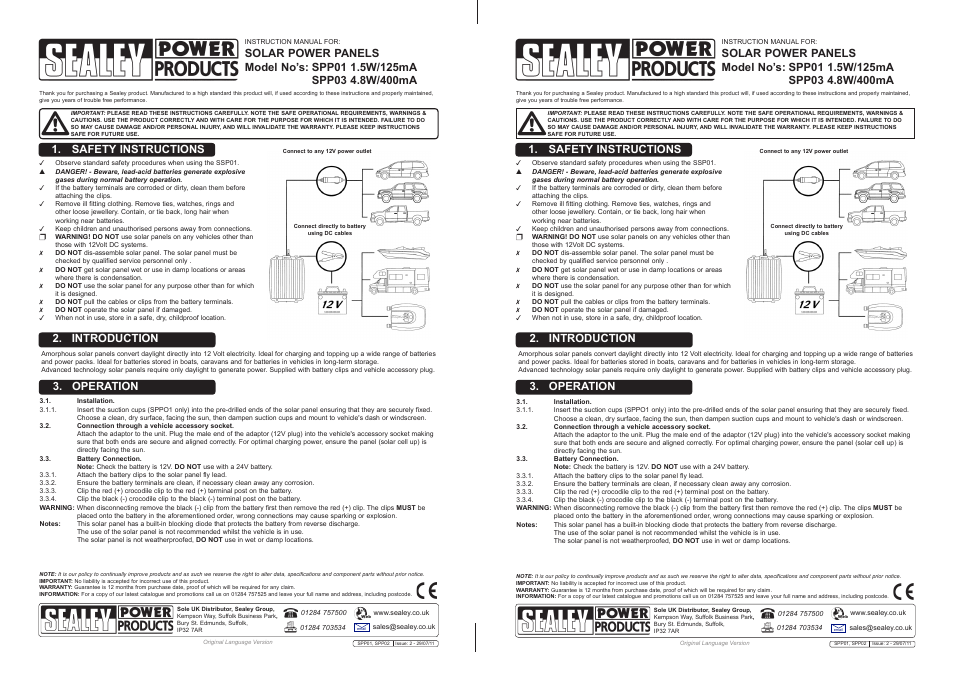 Sealey SPP01 User Manual | 1 page