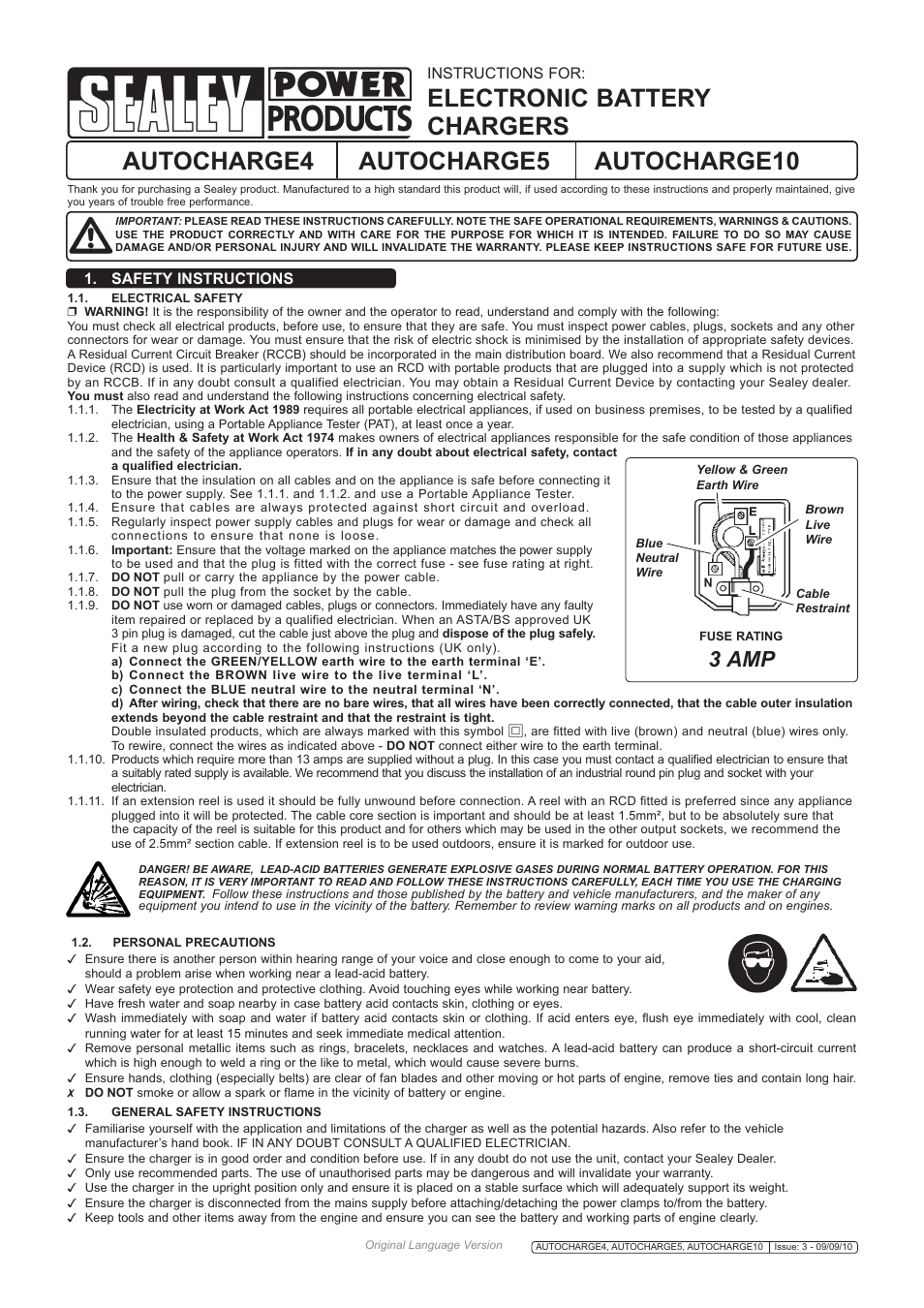 Sealey AUTOCHARGE10 User Manual | 3 pages