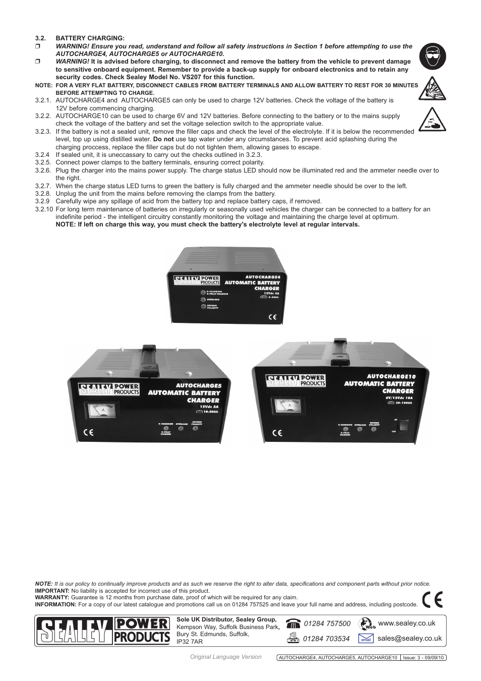 Sealey AUTOCHARGE10 User Manual | Page 3 / 3