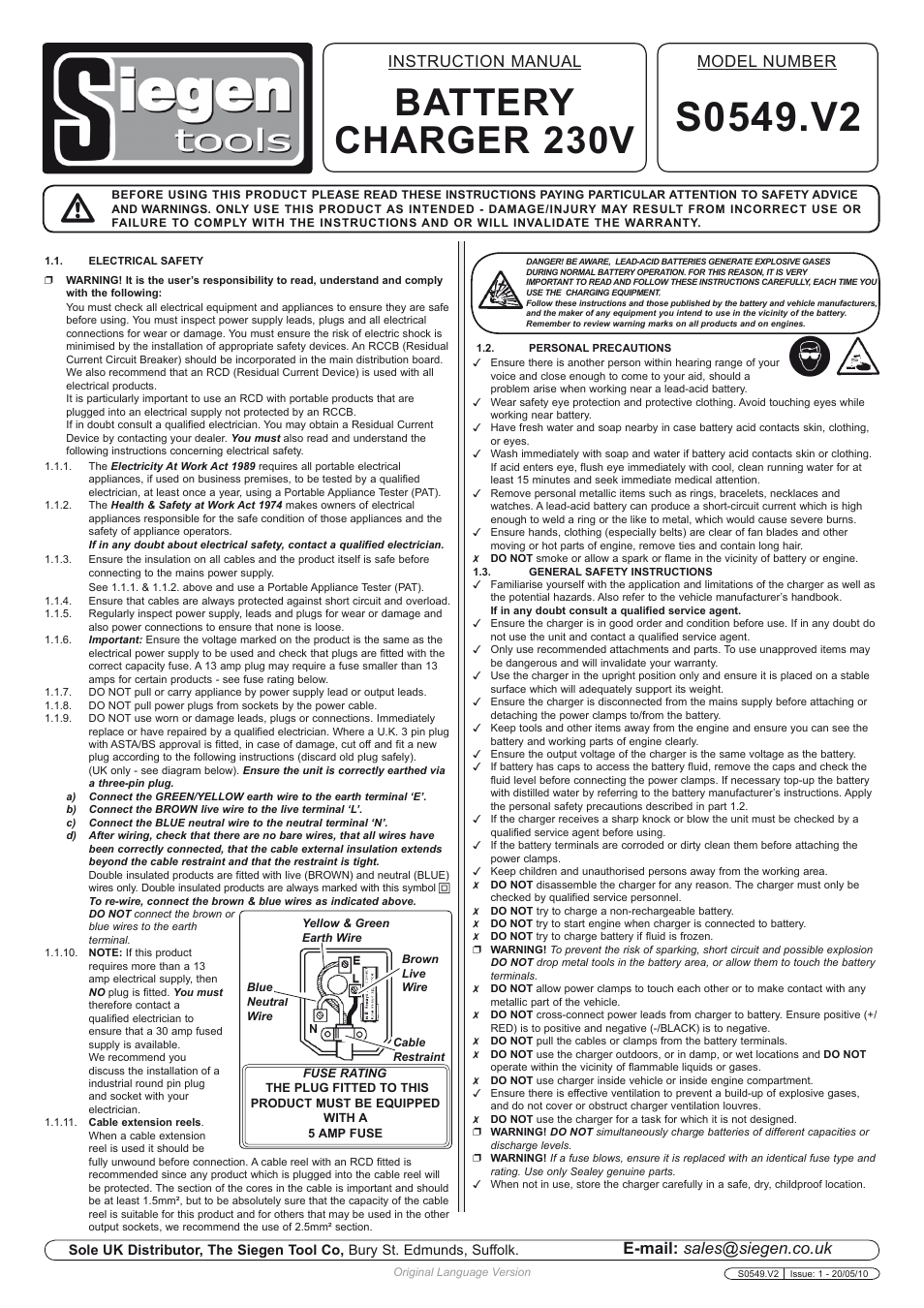 Sealey S0549 User Manual | 2 pages