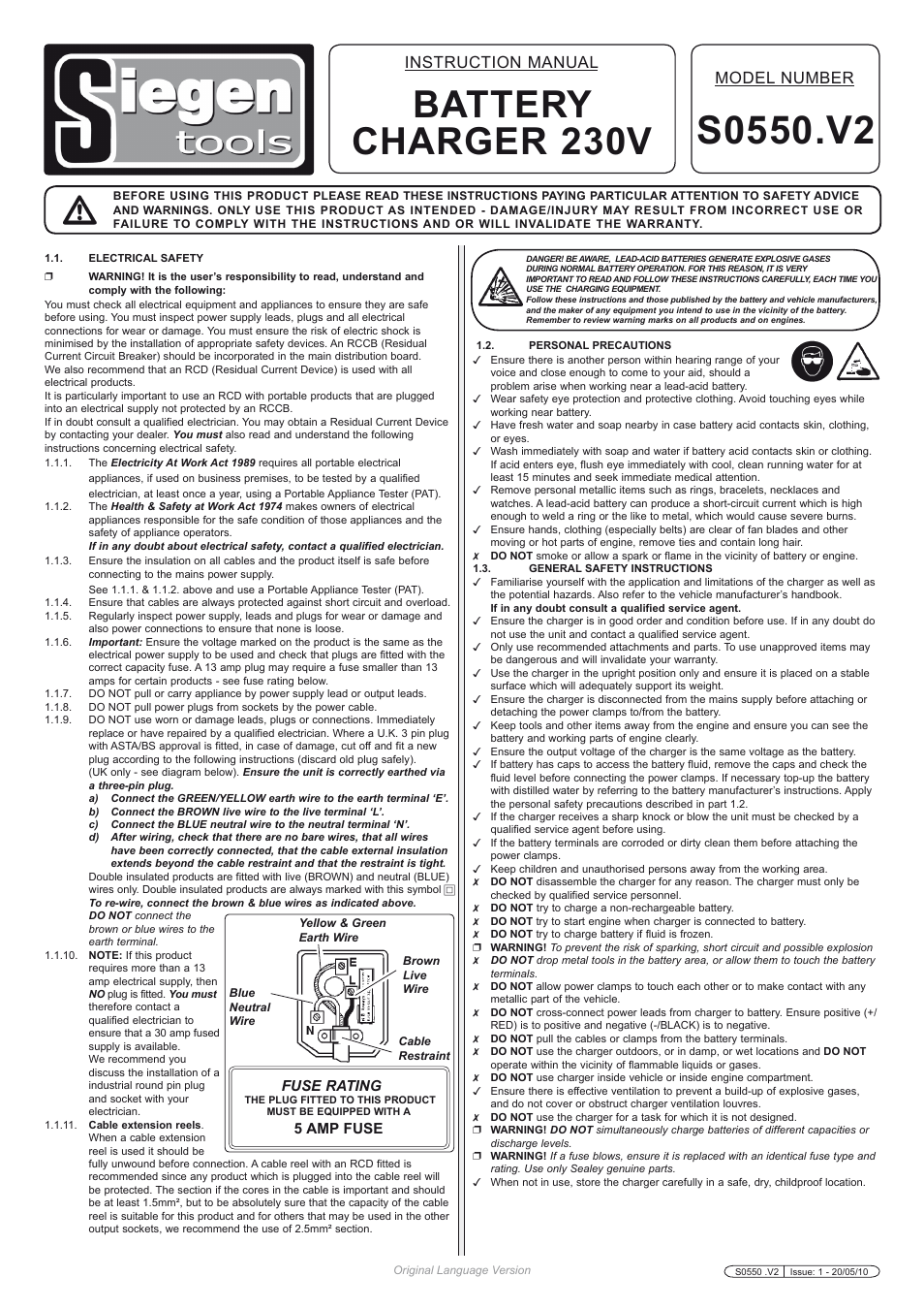 Sealey S0550 User Manual | 2 pages