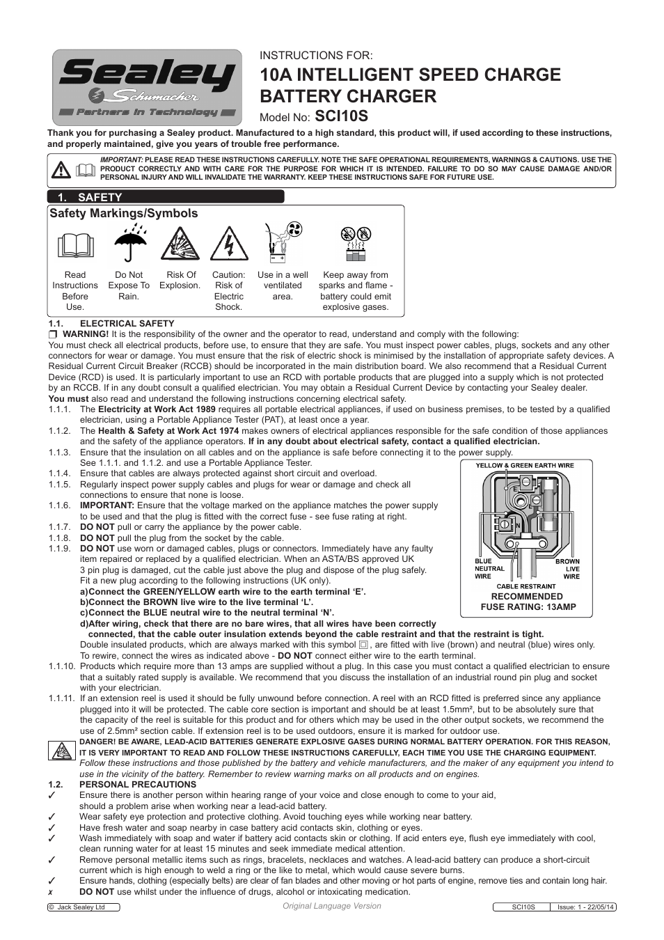 Sealey SCI10S User Manual | 5 pages