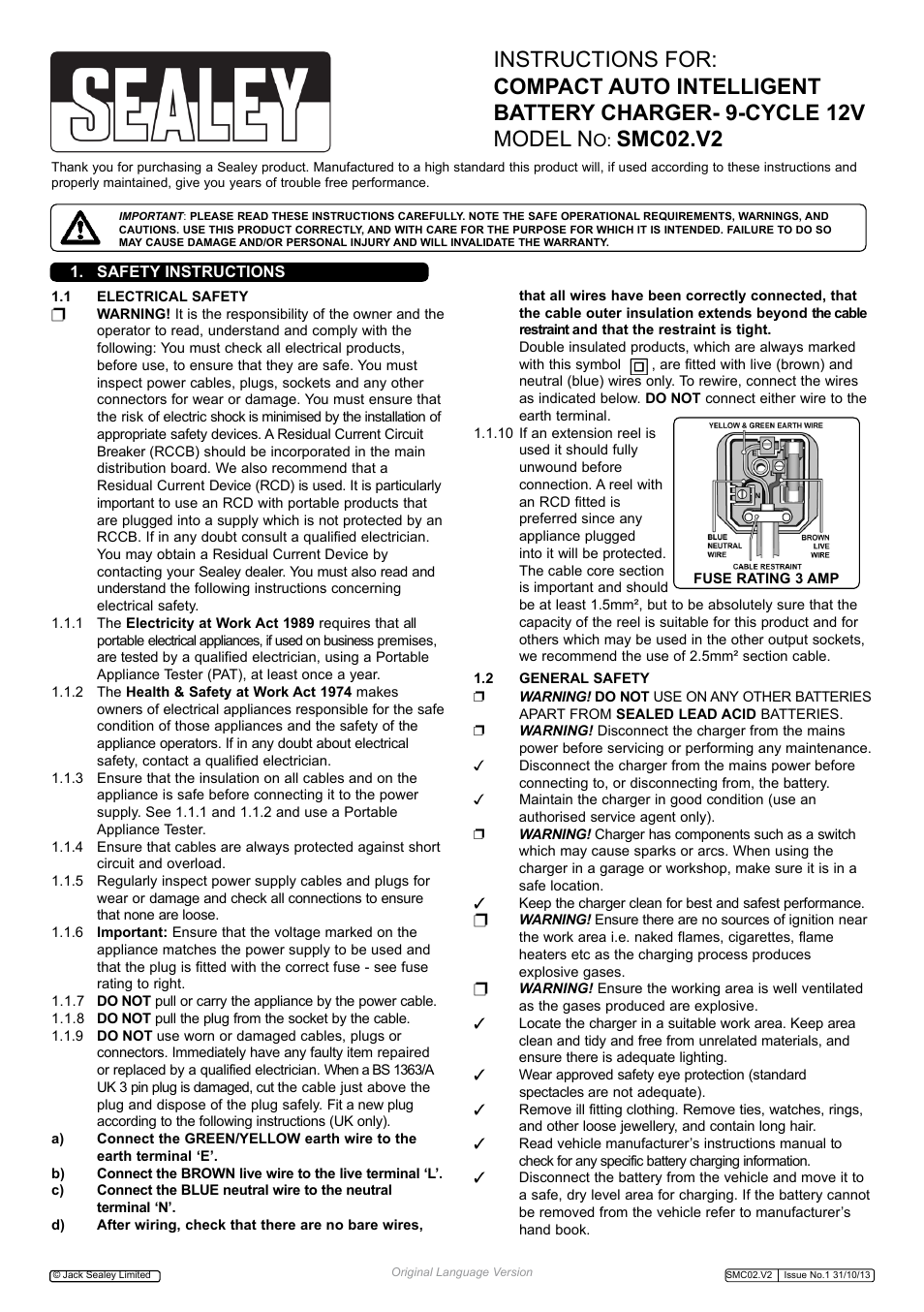 Sealey SMC02 User Manual | 4 pages