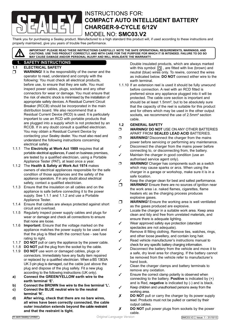 Sealey SMC03 User Manual | 4 pages