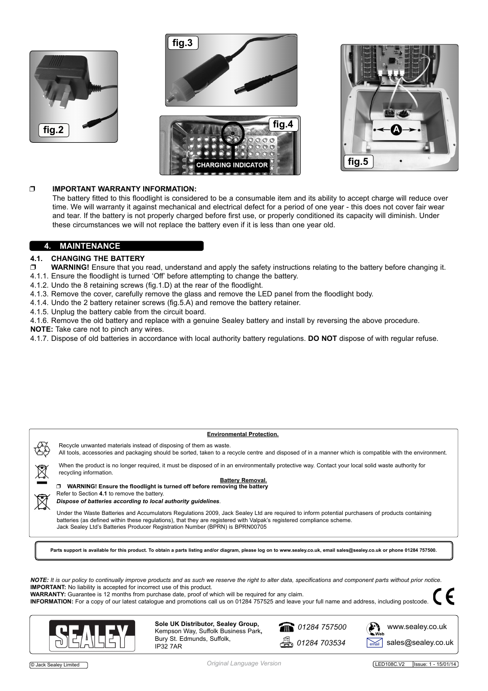 Fig.5, Fig.3 fig.2, Fig.4 | Sealey LED108C User Manual | Page 3 / 3