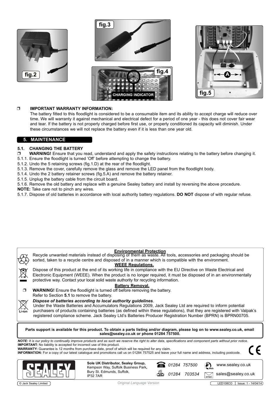Fig.5, Fig.3 fig.2, Fig.4 | Sealey LED108CO User Manual | Page 3 / 3