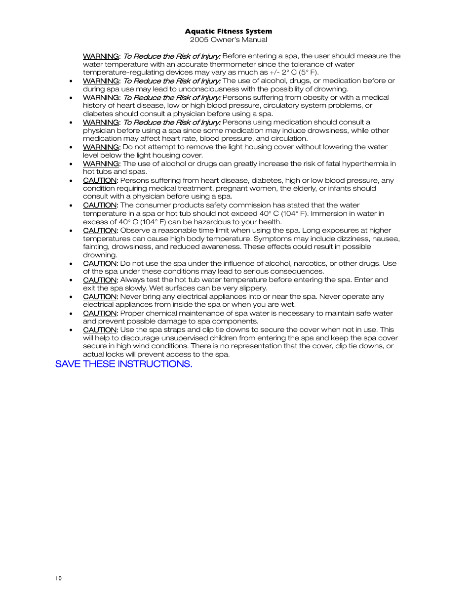 Save these instructions | Dimension One Spas 01513-192 User Manual | Page 14 / 48