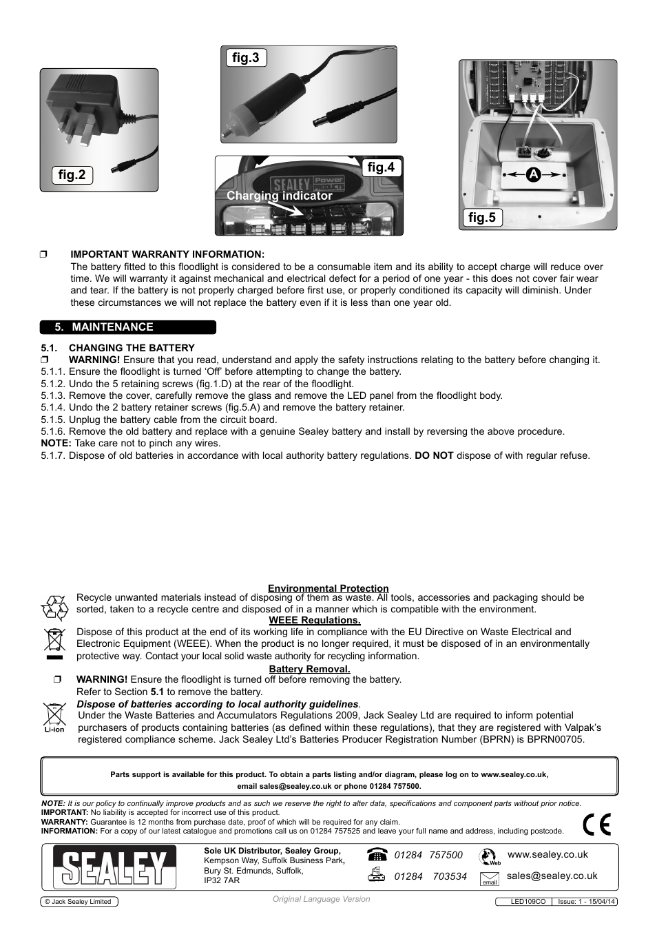 Fig.5, Fig.3 fig.2, Fig.4 | Sealey LED109CO User Manual | Page 3 / 3