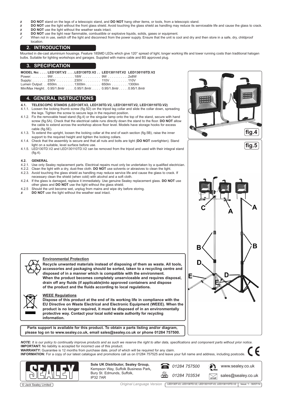 Fig.4 fig.5 | Sealey LED130TD User Manual | Page 2 / 2