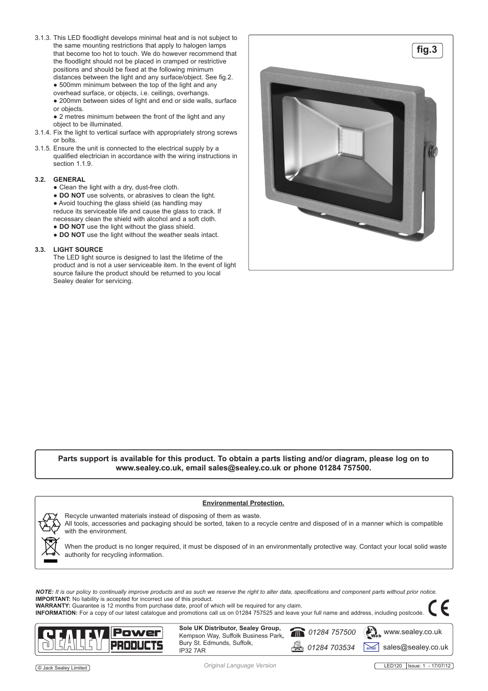 Fig.3 | Sealey LED120 User Manual | Page 2 / 2
