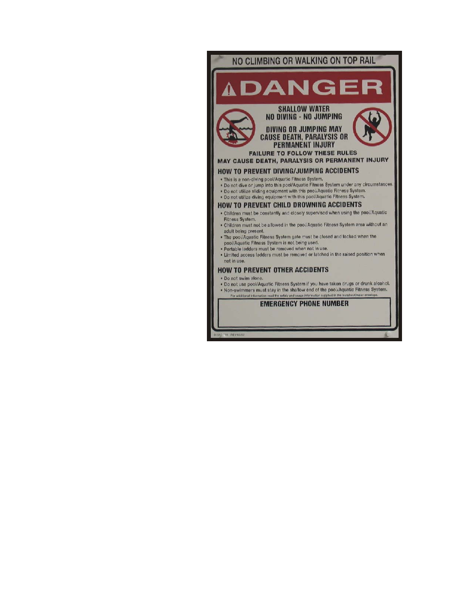 Danger sign | Dimension One Spas Aquatic Fitness System User Manual | Page 6 / 31