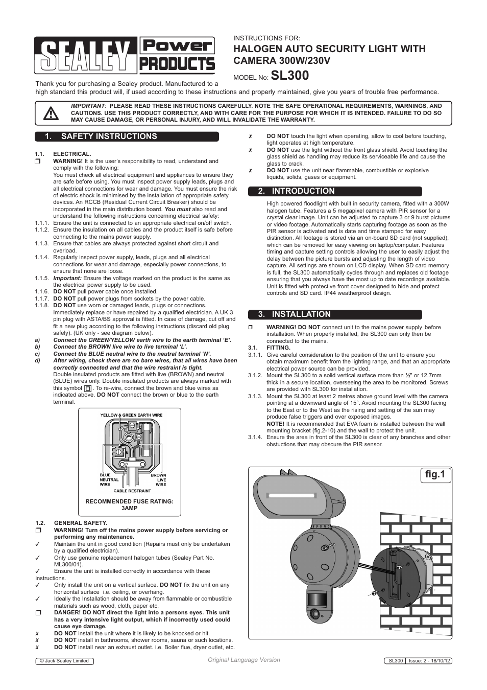 Sealey SL300 User Manual | 4 pages