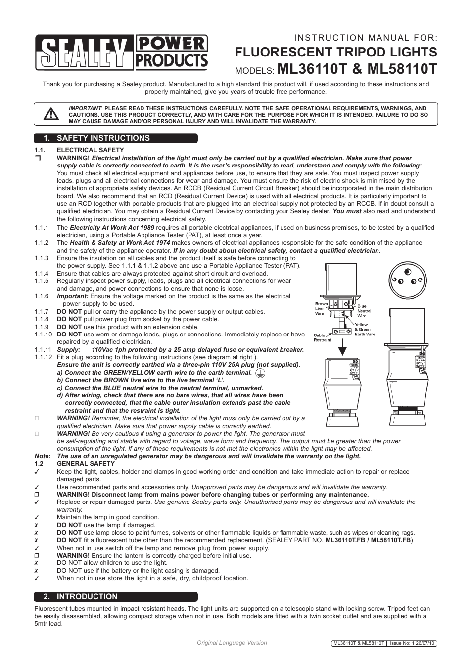 Sealey ML36110T User Manual | 2 pages