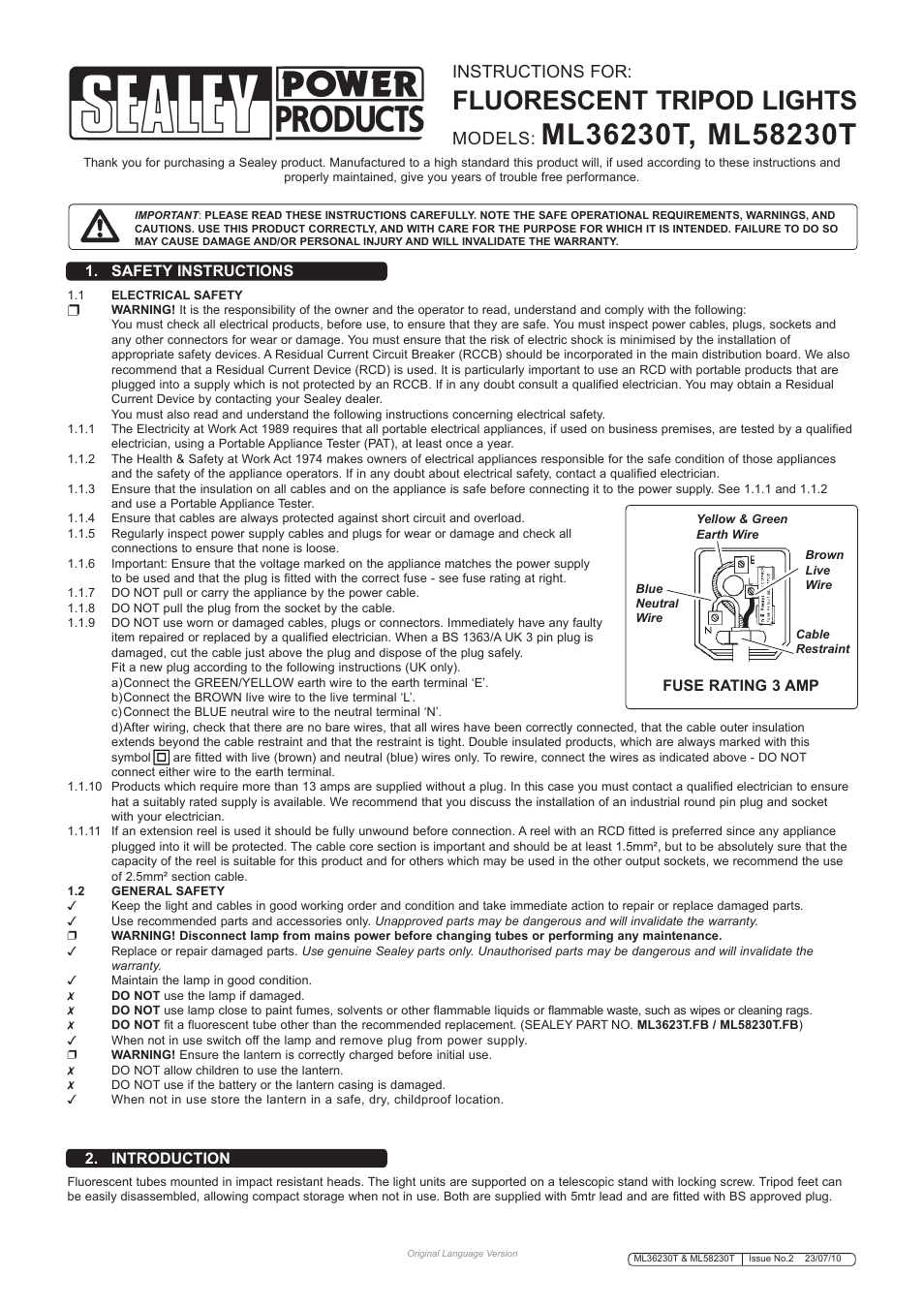 Sealey ML36230T User Manual | 2 pages