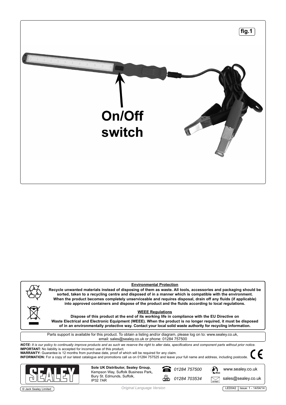 Fig.1 | Sealey LED042 User Manual | Page 2 / 2