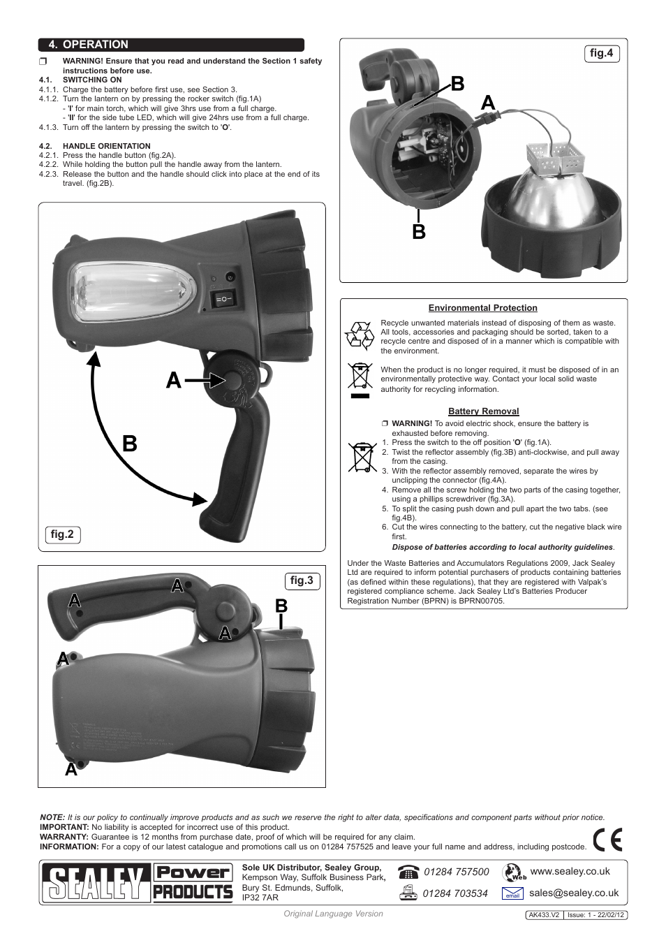 Fig. 6, Operation fig.2 fig.3 fig.4 | Sealey AK433 User Manual | Page 2 / 2