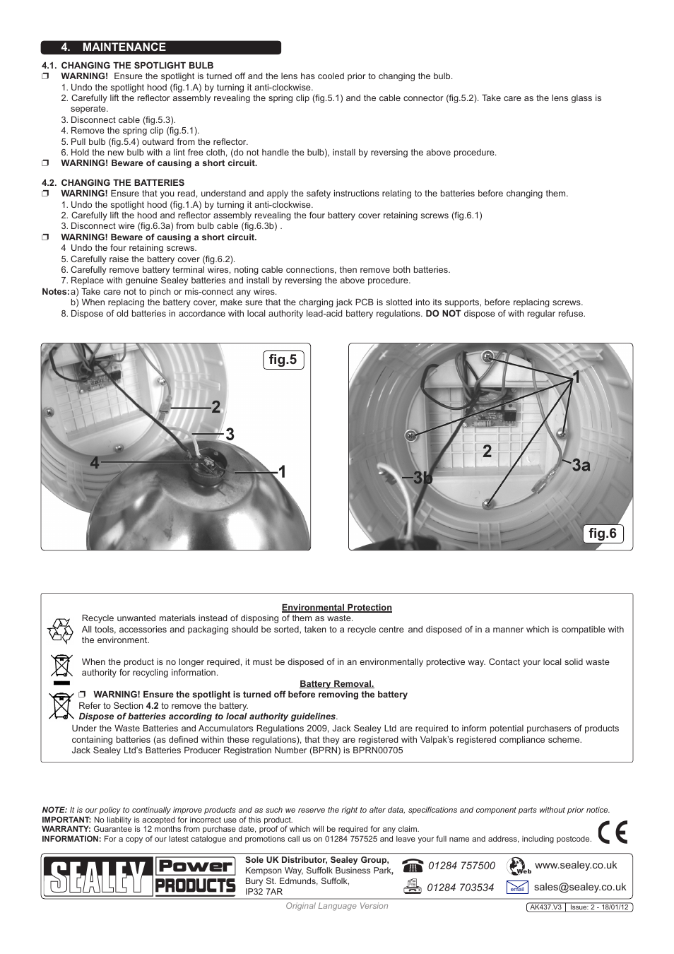 1fig.6 fig.5, Maintenance | Sealey AK437 User Manual | Page 3 / 3