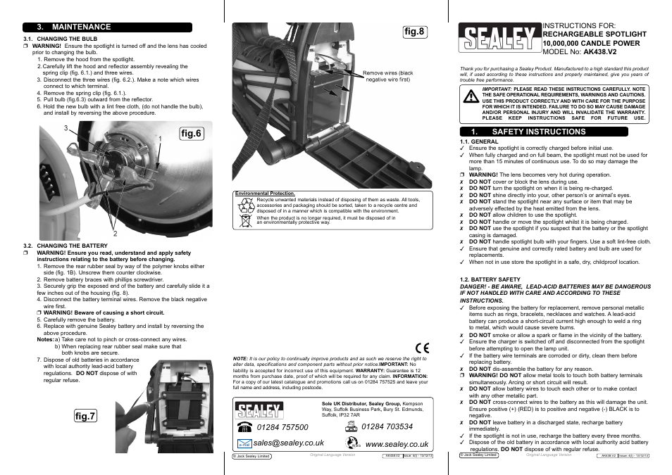 Sealey AK438 User Manual | 2 pages