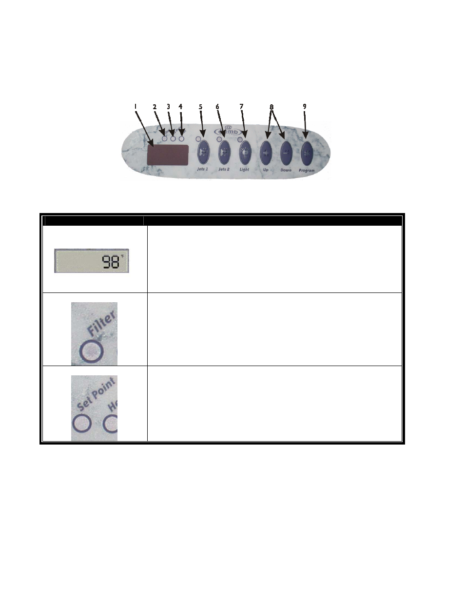Operation, The control panel | Dimension One Spas Home Series User Manual | Page 10 / 20