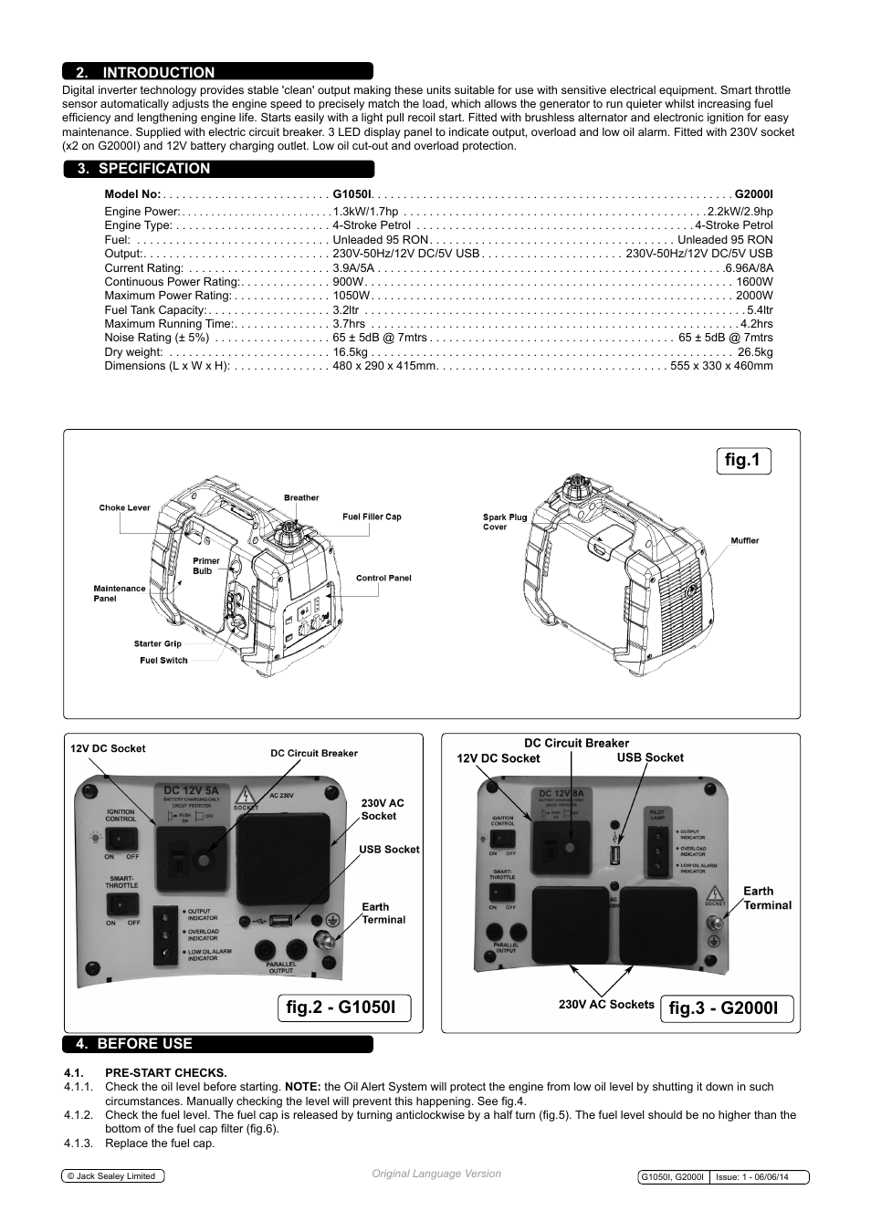 Fig.1 | Sealey G1050I User Manual | Page 2 / 5