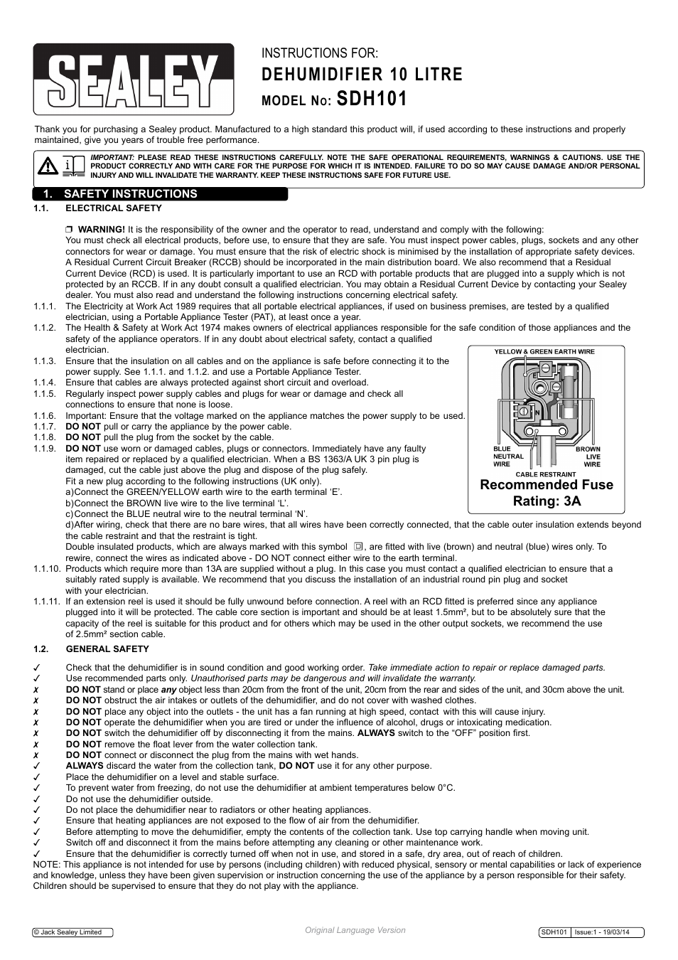 Sealey SDH101 User Manual | 4 pages