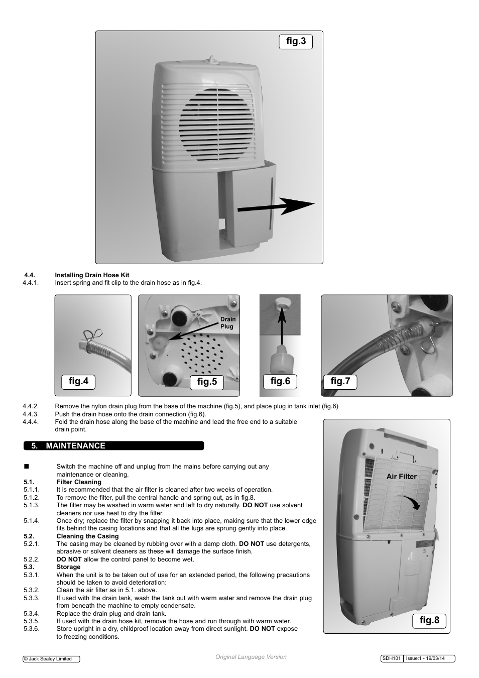 Fig.3 fig.4 fig.5 fig.7, Fig.8, Fig.6 | Maintenance | Sealey SDH101 User Manual | Page 3 / 4