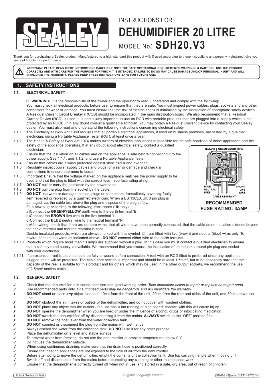 Sealey SDH20 User Manual | 4 pages