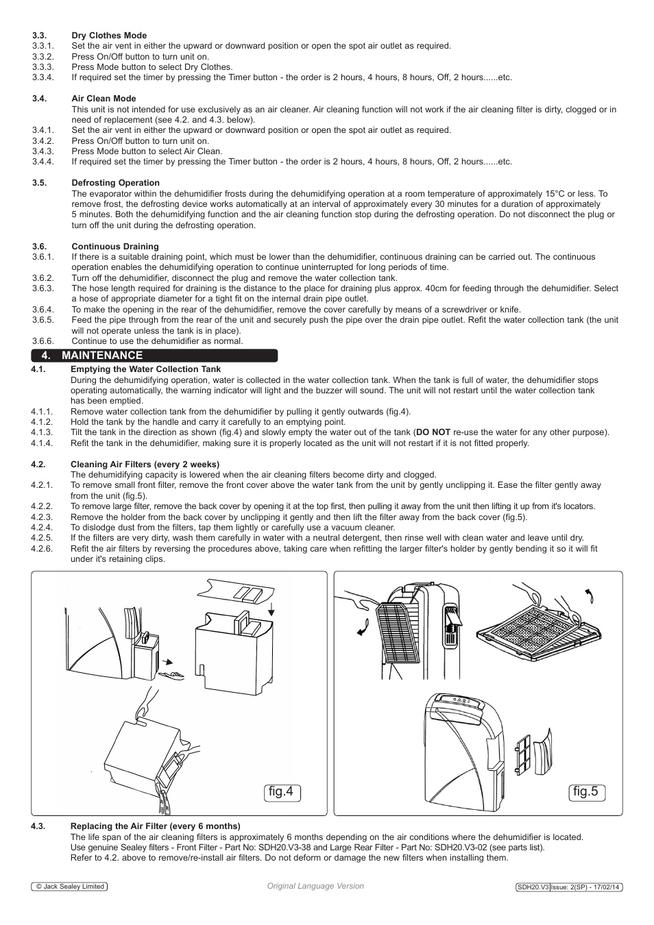 Fig.5 fig.4, Maintenance | Sealey SDH20 User Manual | Page 3 / 4