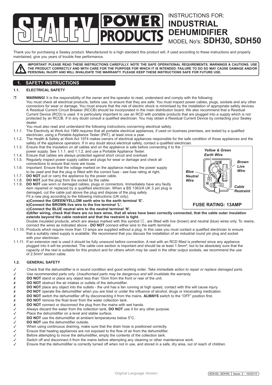 Sealey SDH50 User Manual | 3 pages