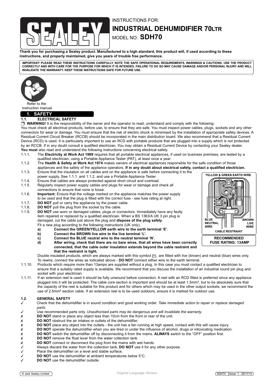 Sealey SDH70 User Manual | 4 pages