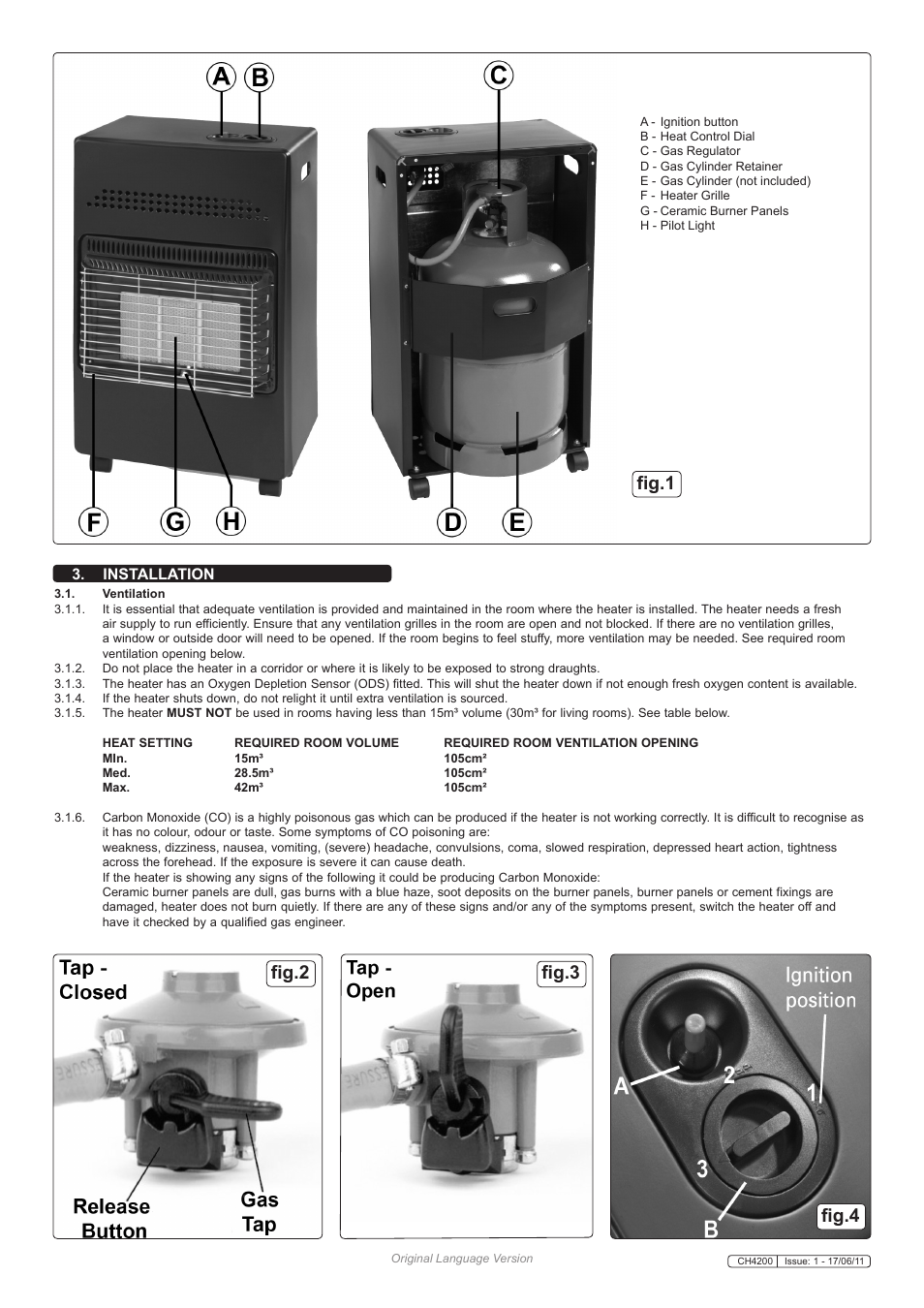 Fig.2 fig.3 fig.4, Fig.1, Installation | Sealey CH4200 User Manual | Page 2 / 3
